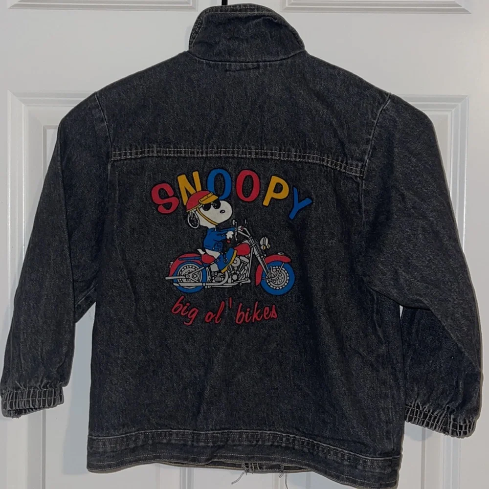 Vintage kids Snoopy Beagle Biker Club Jean Jacket sz Medium